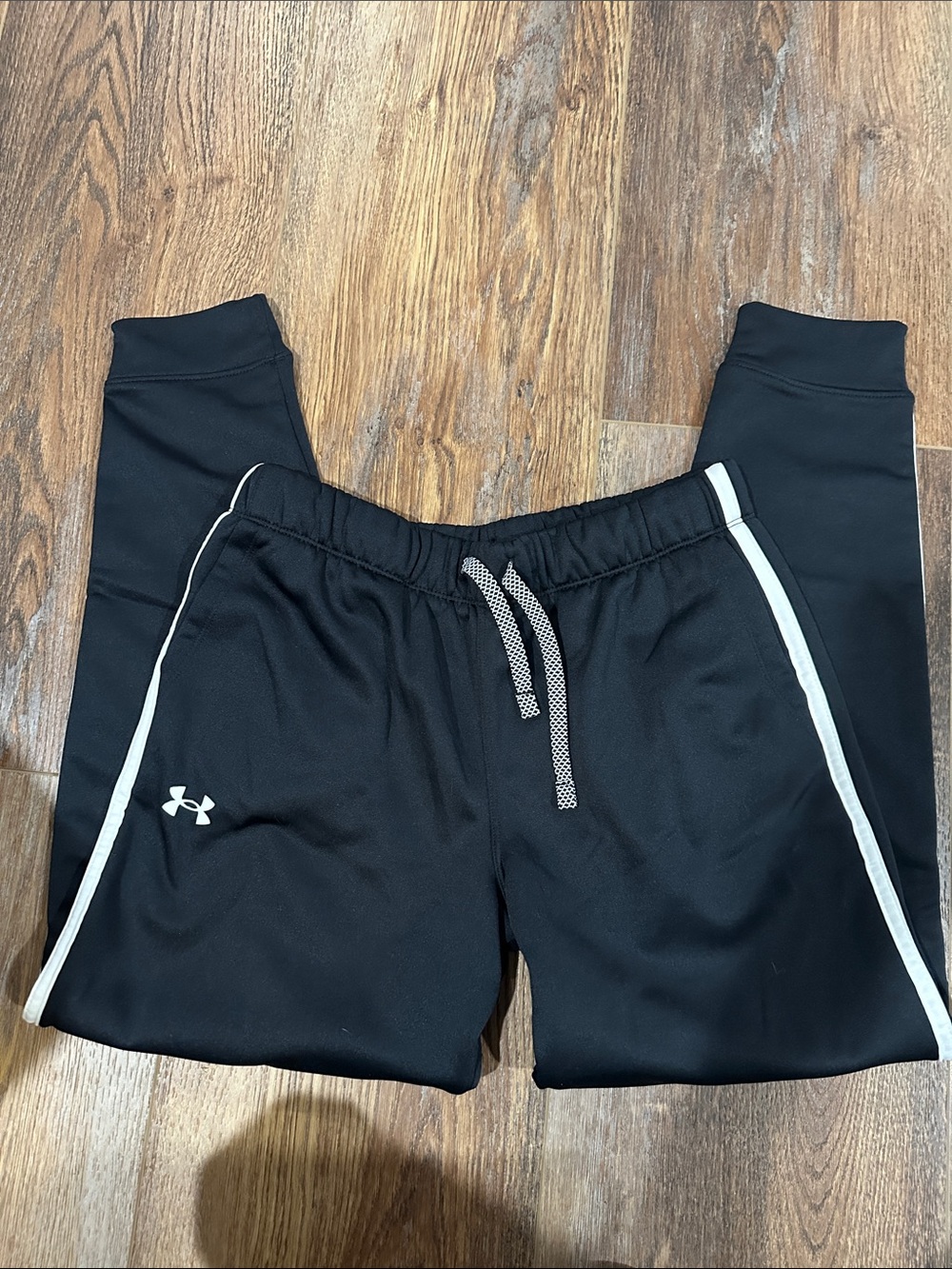 Under Armour Black Jogger Pants with White Trim for Kids